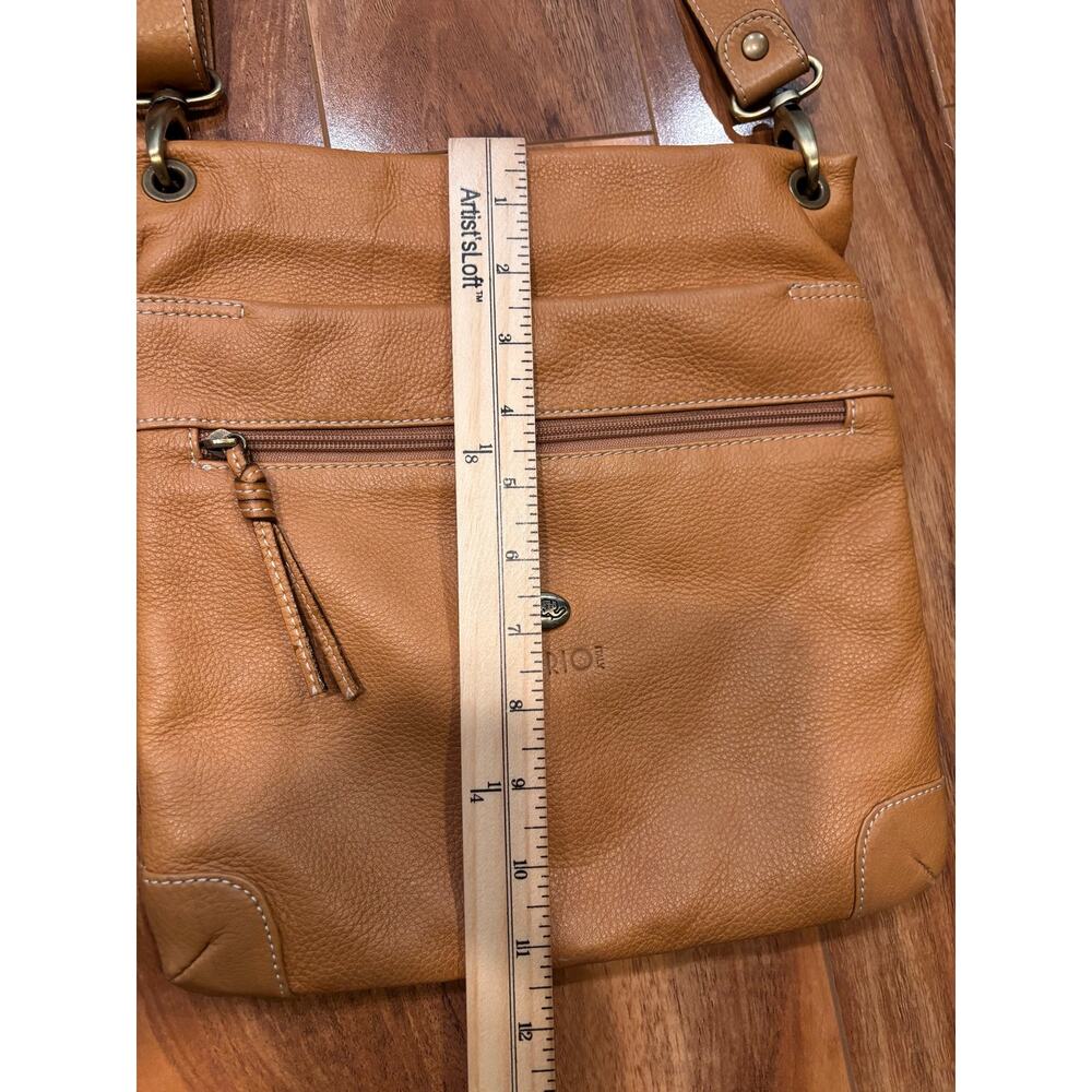 Avorio Italy tan leather crossbody bag purse. Adjustable straps multiple pockets - Picture 8 of 9